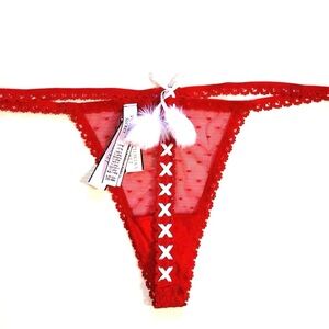 Victoria’s Secret Dream Angels dotted mesh lace-up Vstring panty